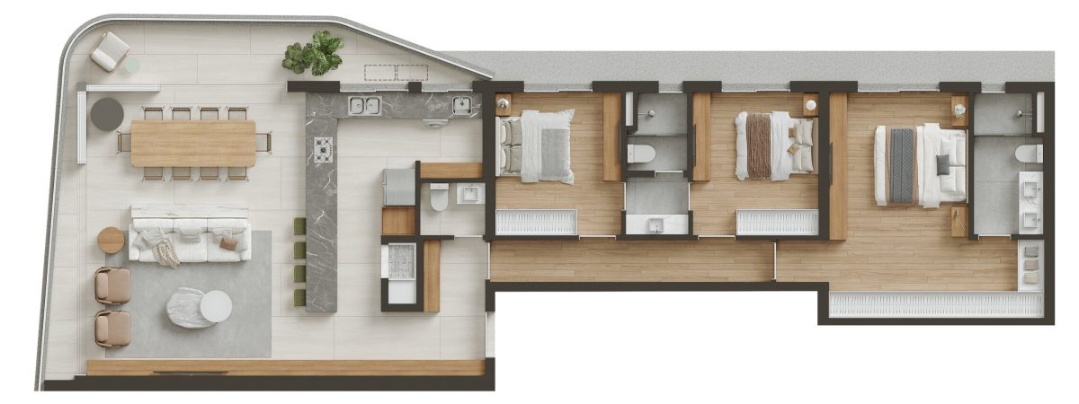 Planta 02 - 3 dorm 145,36m²