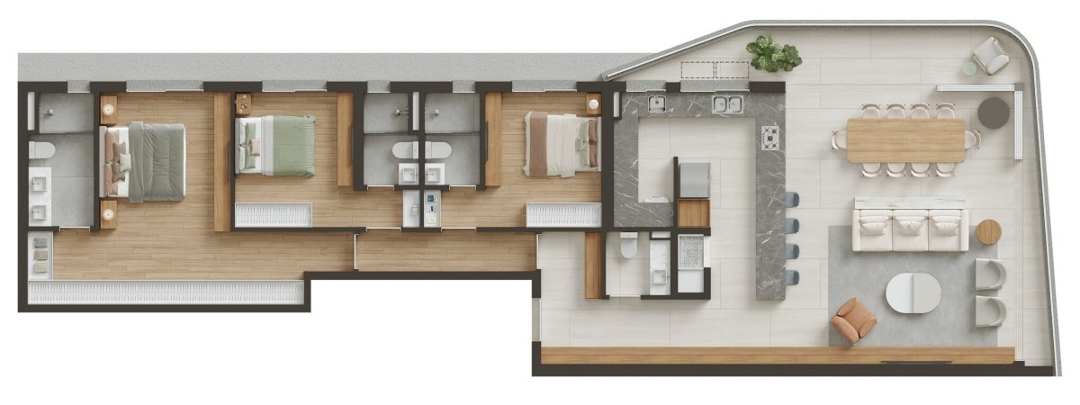 Planta 04 - 3 dorm 161,65m²