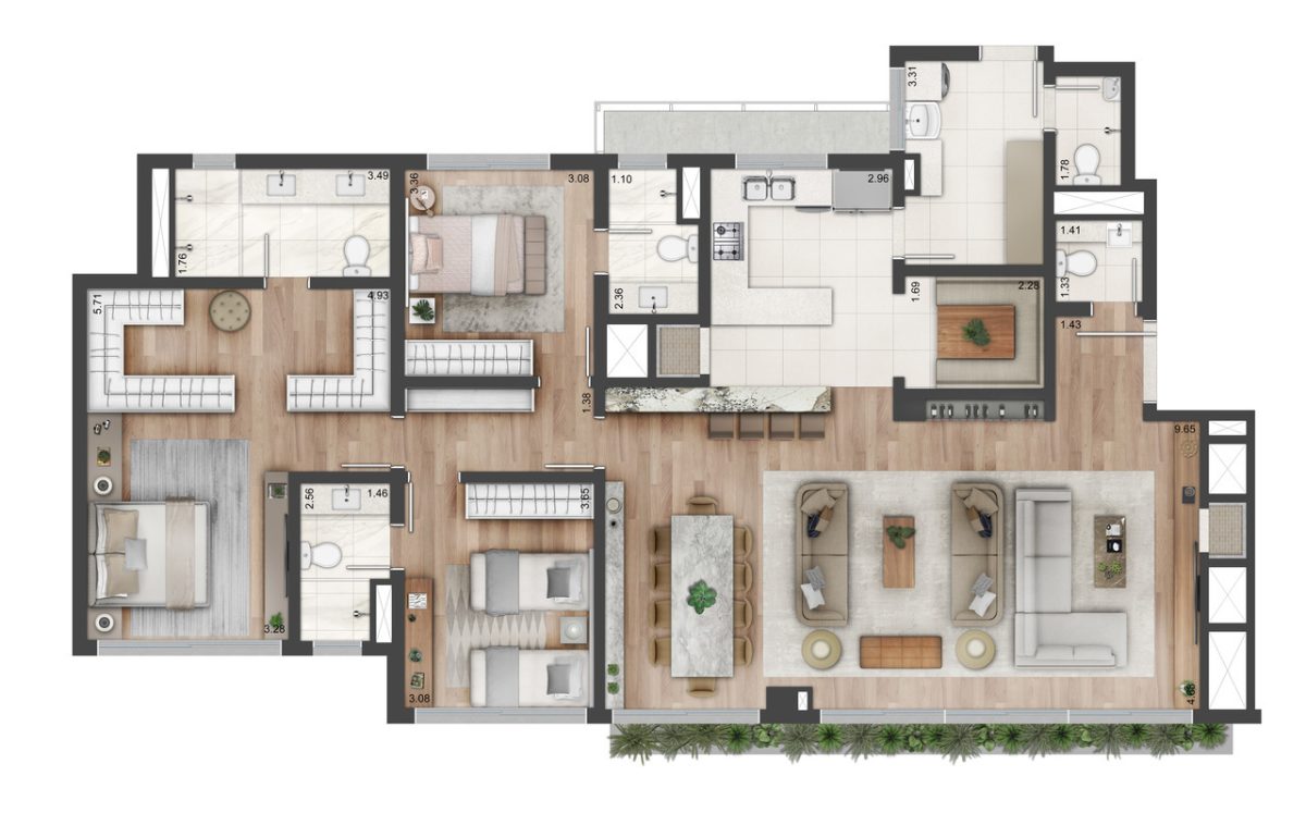 Planta 07 - 3 dorm 170m² - opção