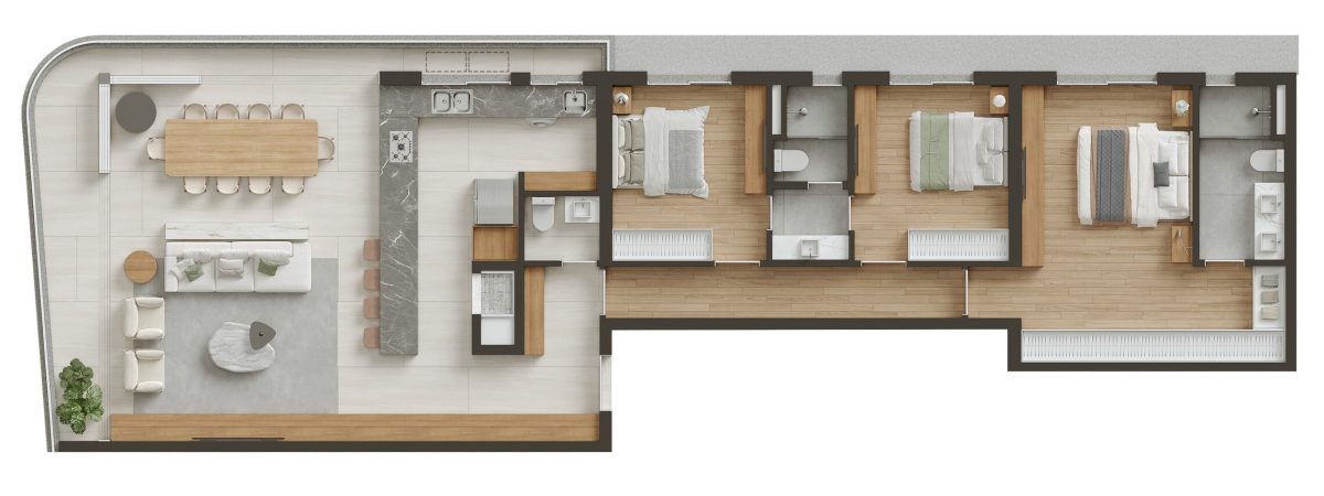 Planta 01 - 3 dorm 143,76m²