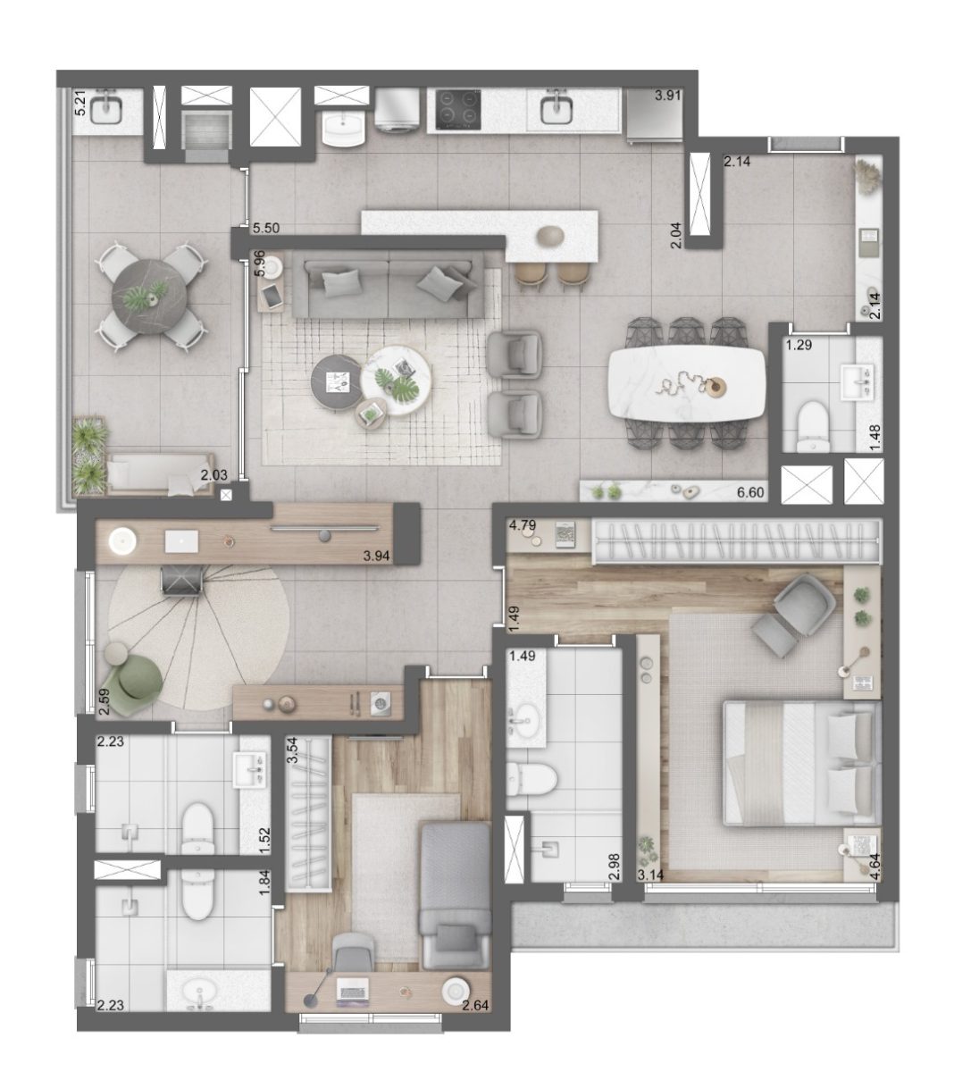 Planta 08 - 2 dorm 119m² - opção