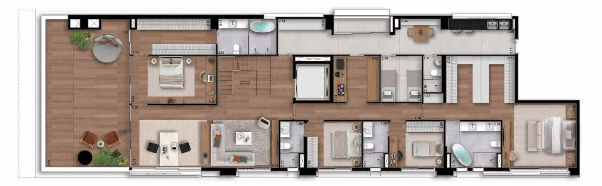 Planta 10 - 4 dorm 546m² - cobertura duplex - inferior