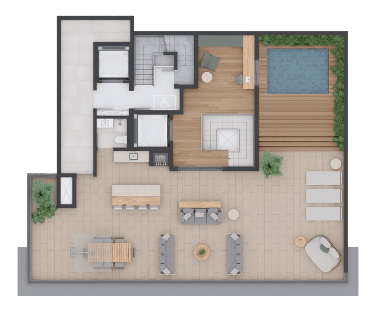 Planta 04 - 3 dorm 404,52m² - cobertura duplex - superior