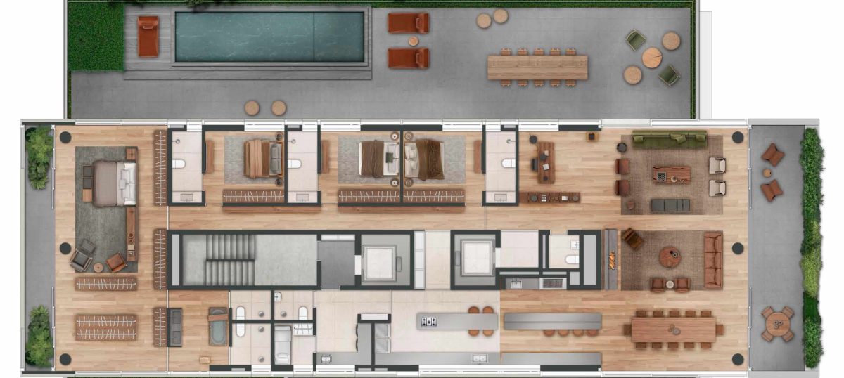 Apartamento Garden -  668,77 m² / 4 suítes / 4 vagas