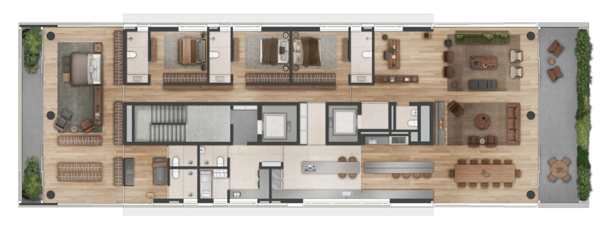 Apartamento Opção 1 - 484,03 m² / 4 suítes / 4 vagas