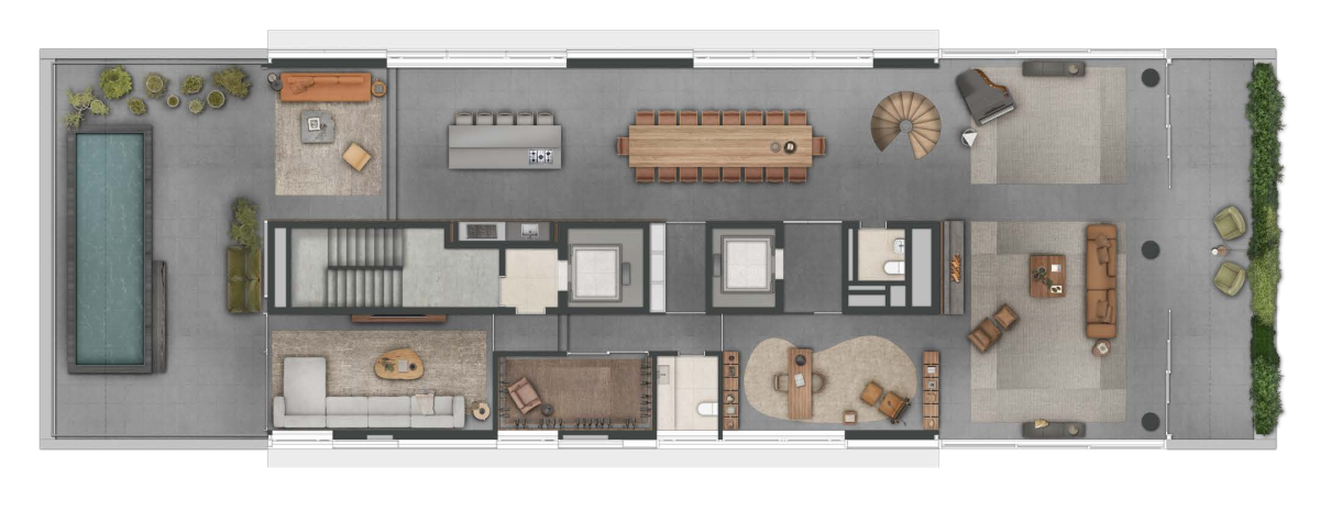 Cobertura Duplex Superior -  968,21 m² / 4 suítes / 5 vagas