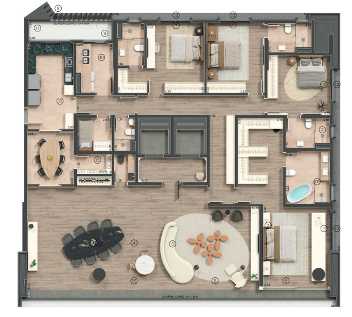 Planta 01 - 4 dorm 314m²
