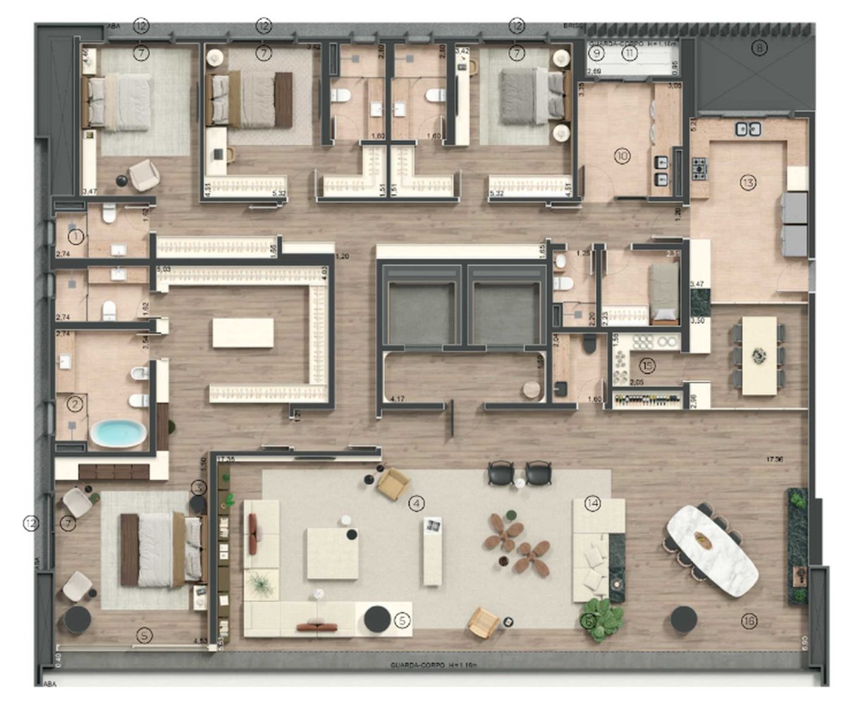 Planta 04 - 4 dorm 400m²