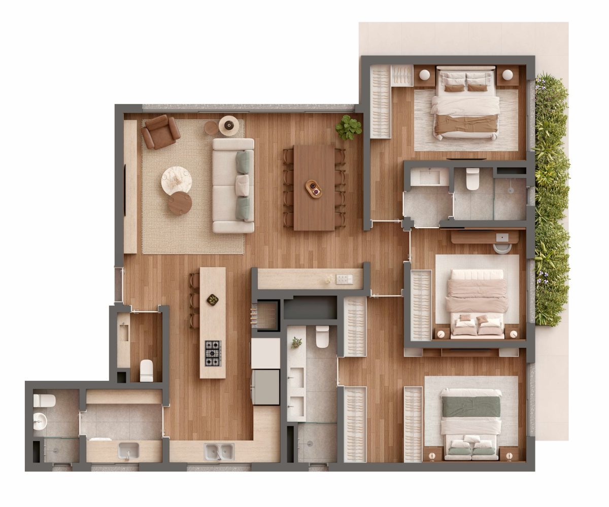 Tipo sem Sacada - 131 m² - Final 01