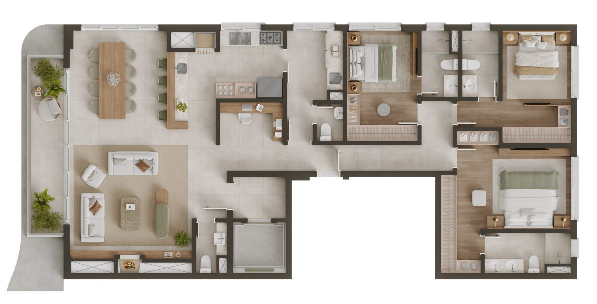 Planta 03 - 3 dorm 180,39m² - opção