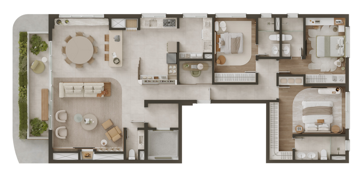 Planta 02 - 3 dorm 176,80m² - opção